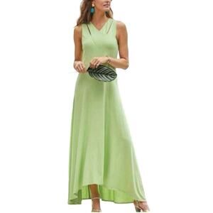 SOFT SURROUNDINGS Duvall Sleeveless Midi Dress Margarita Green XL k